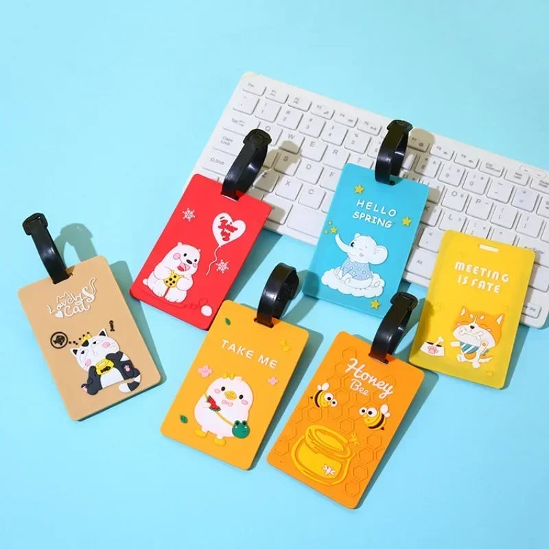 Cute Luggage Tags Women  Luggage Tags Silica Gel Suitcase ID Address Holder Baggage Boarding Tag Travel Accessories