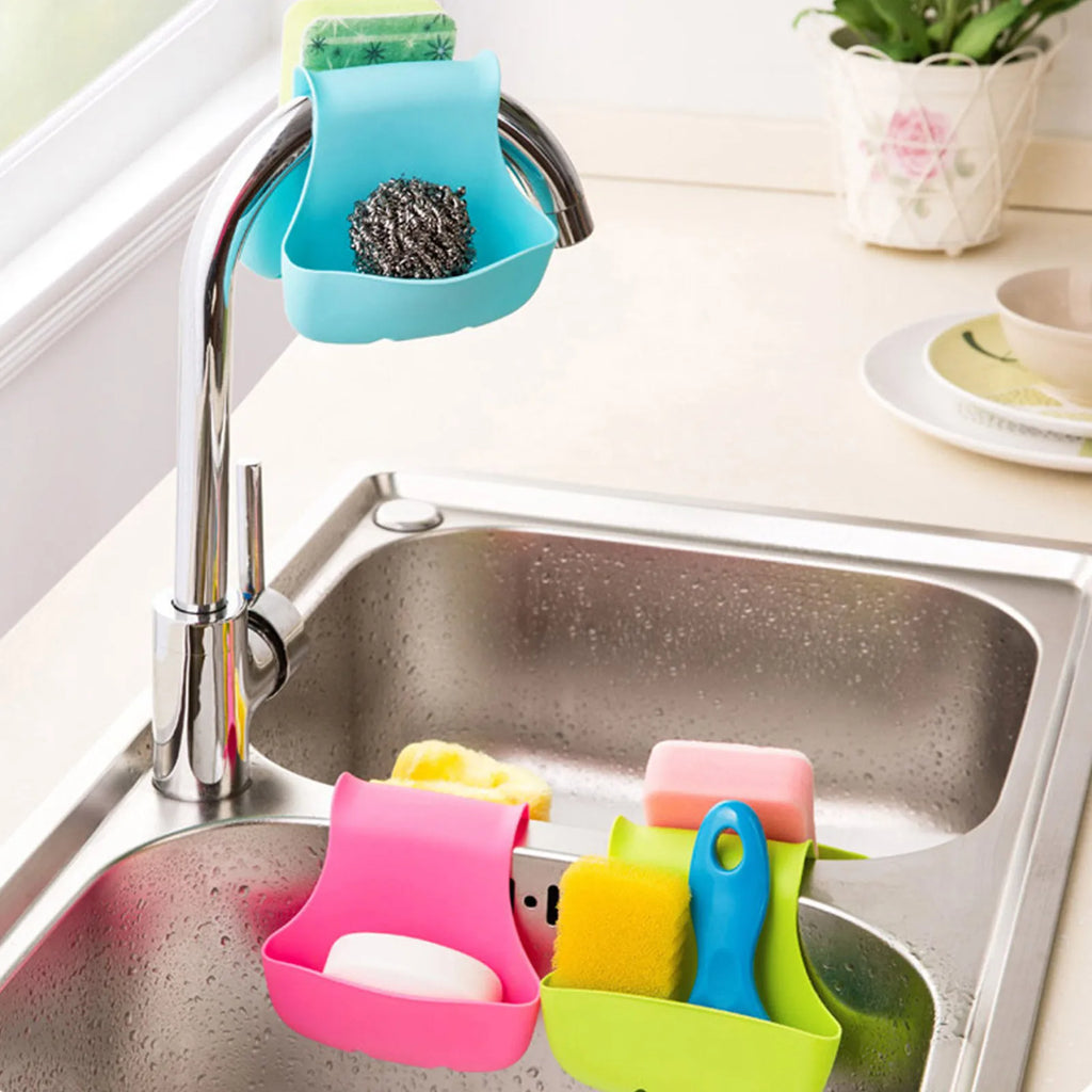 Creative Double Sink Caddy Saddle Style Kitchen Organizer Storage Sponge Holder Rack Tool Sink Hanging Drain Basket
