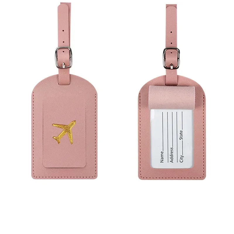 Luggage Tag Women Men PU Leather Travel Suitcases Identifier Label Baggage Boarding Bag Tags Name ID Address Holder Accessories