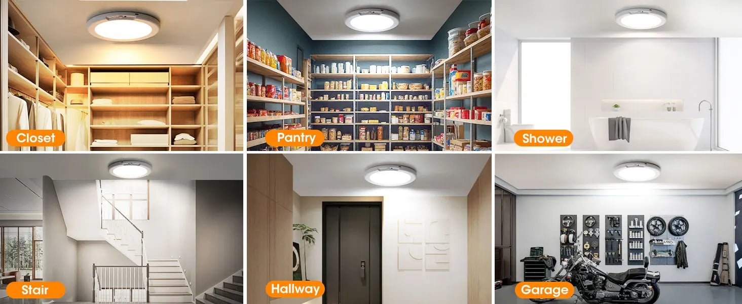 LED Motion Sensor Ceiling Light  Magnetic Installation With Remote Control USB Rechargeable For Shower Bedroom Closet Night Lamp