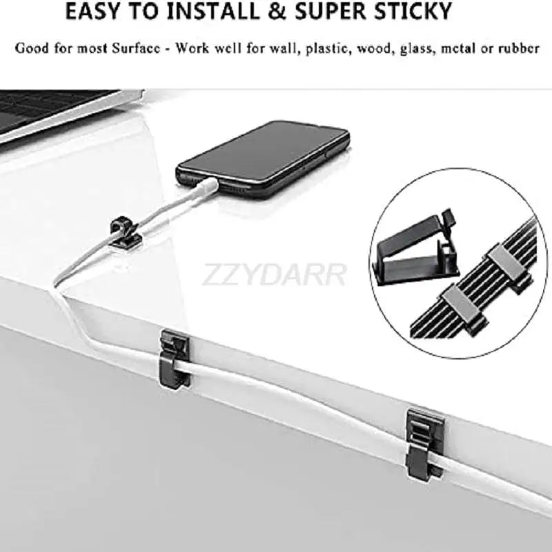 186/188 PCS Cable Organizer Kit With 10 Cable Holder 4 Wire Organizer Sleeve 40 Cord Clips Roll Cable Organizer Straps for Home