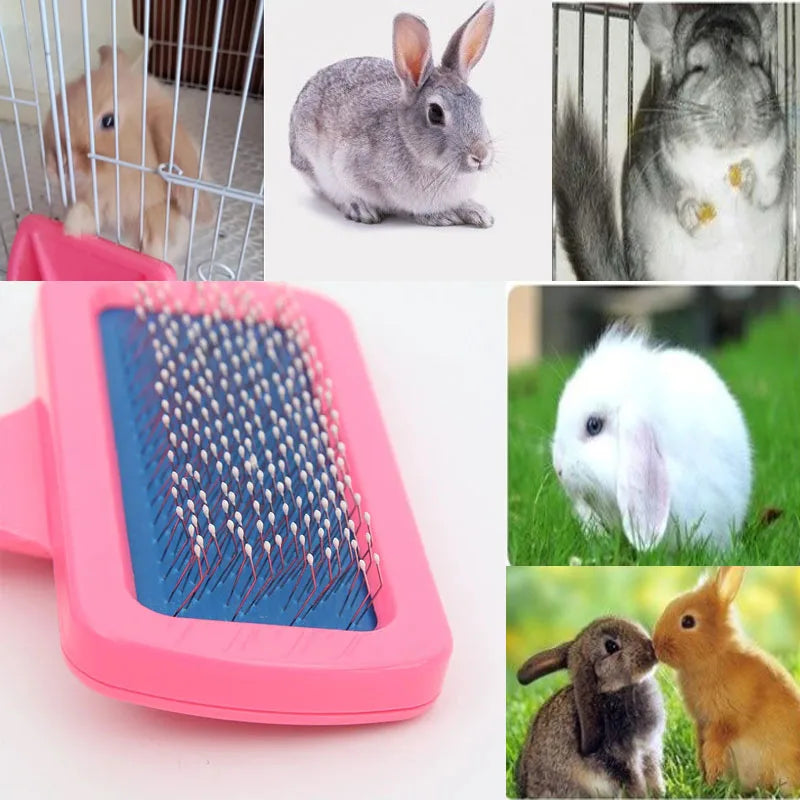 All-in One Pet Grooming Tool -Soft Bristle & Needle Combination Brush, Ideal for Rabbit,Dutch Pig, Guinea Pig  Small Animal Care