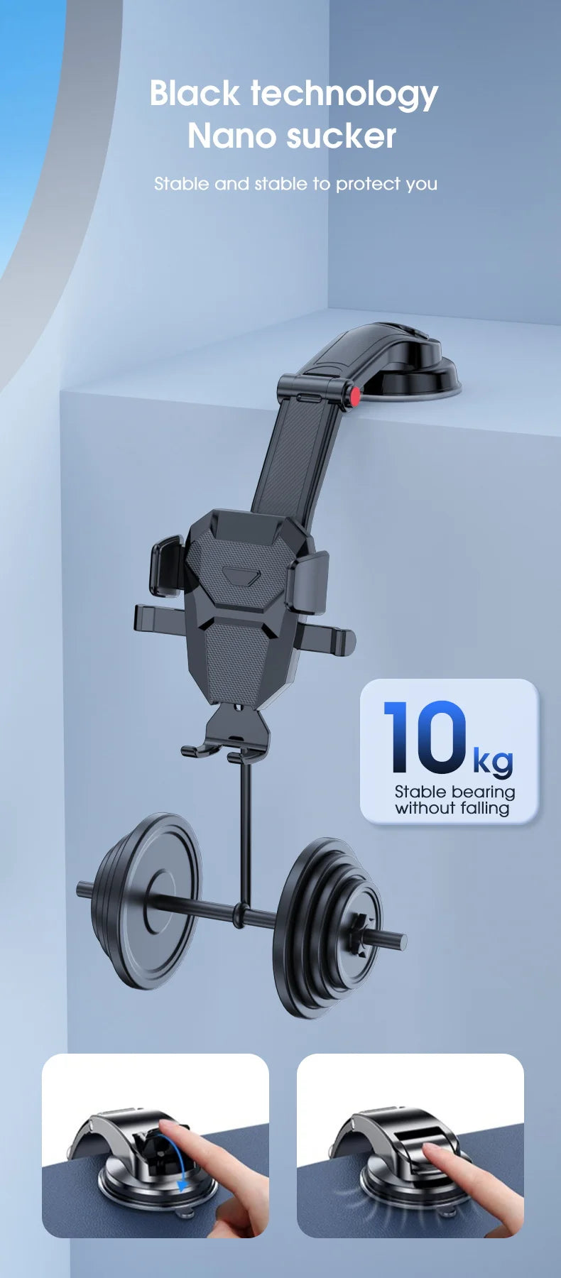 Car Phone Holder Universal  Stand Suction Cup Mount Foldable Adjustable for Cell Phone Mobile Support