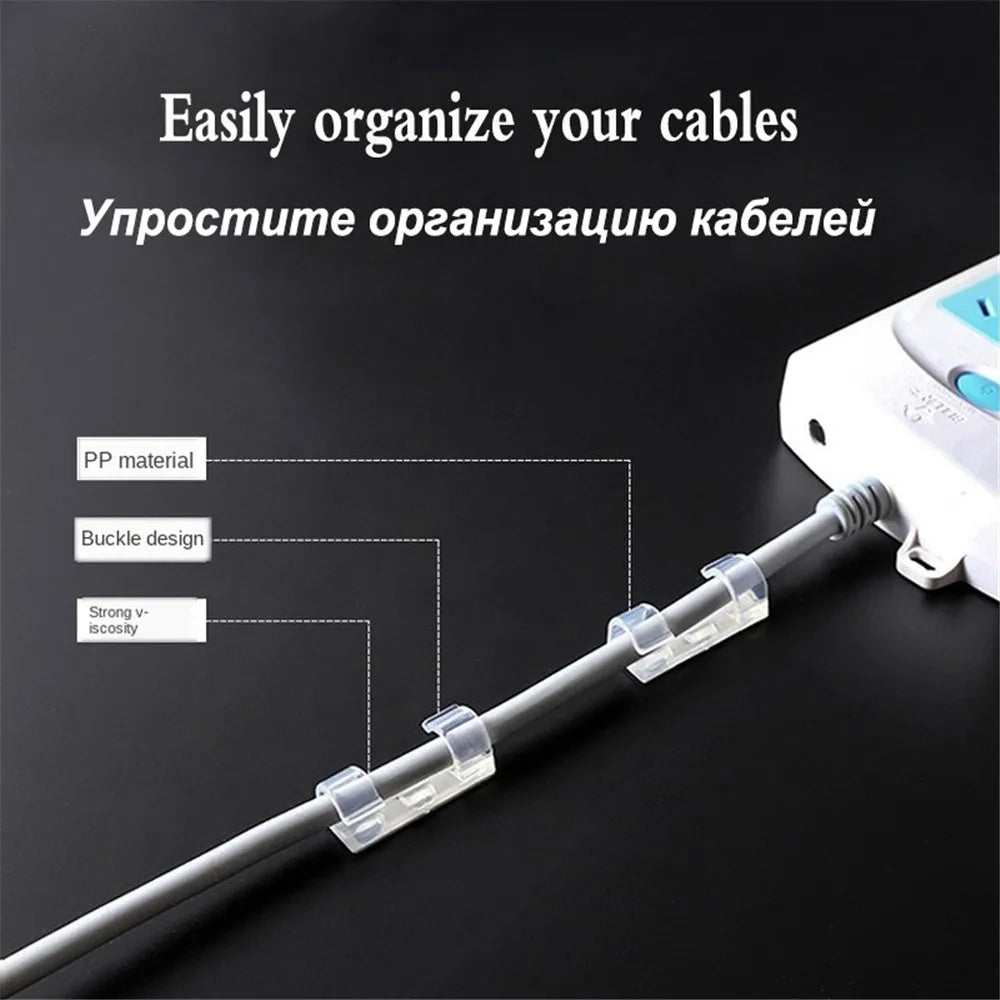 Cable Clip Organizer Drop Wire Holder Cord Management Self-Adhesive Cable Manager Fixed Clamp Wire Winder For Home Office School