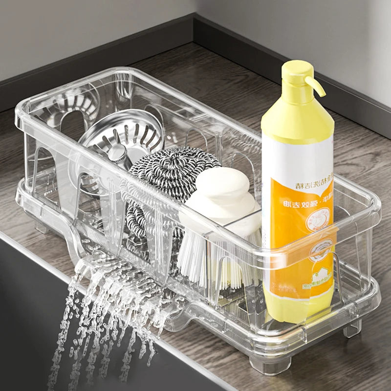 1Pcs Kitchen Sink Caddy Organizer Sink Dish Sponge Holder Drain Rack Kitchen Bathroom Shampoo Soap Storage Shelf