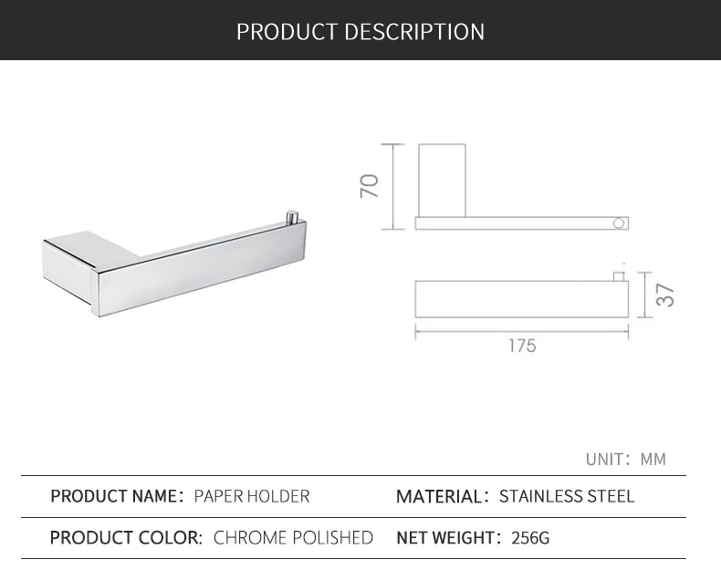 Stainless Steel Bathroom Accessories Wall Shelf Towel Bar Rack Rail Toilet Brush Roll Paper Holder Soap Dish Bathroom Hardware