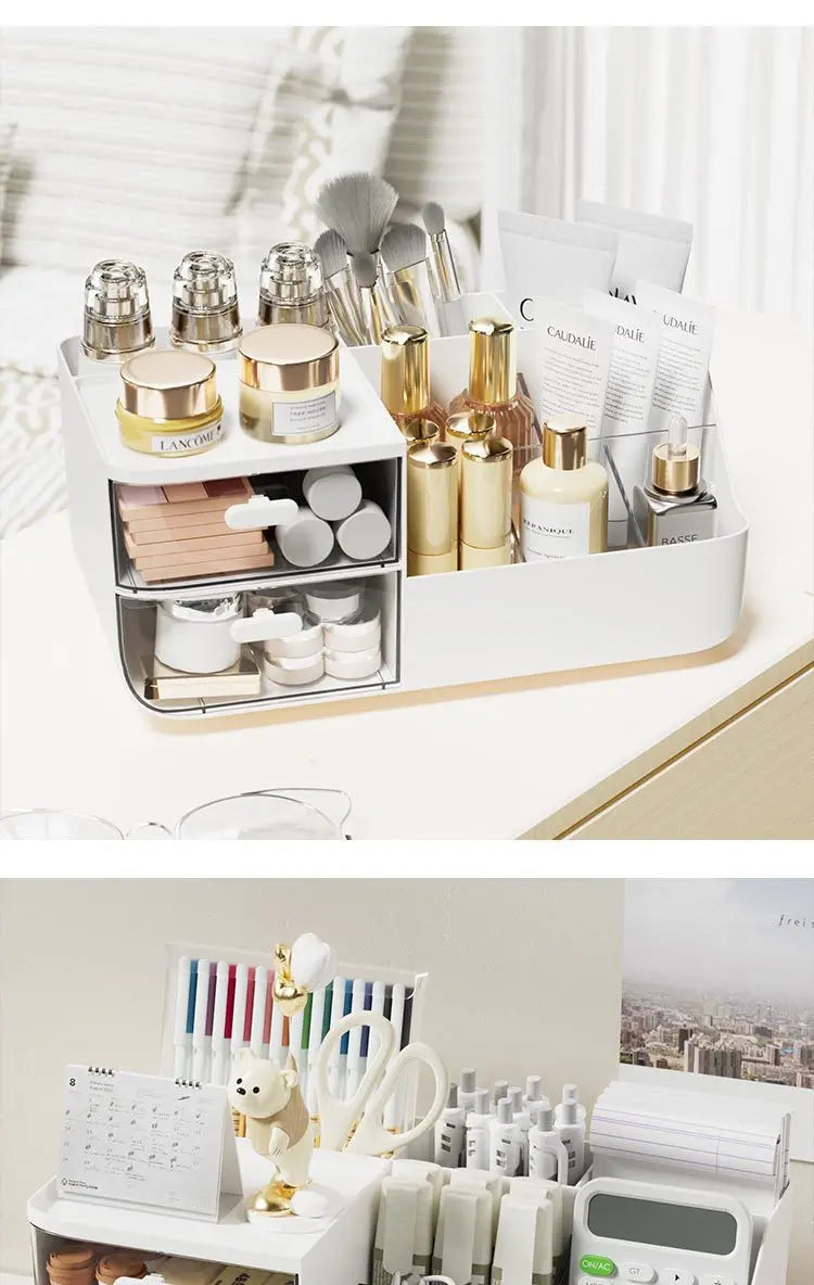 Desktop Storage Box, Divided Drawer For Easy Organization, Office Stationery Organizer, Study Desk Storage Rack