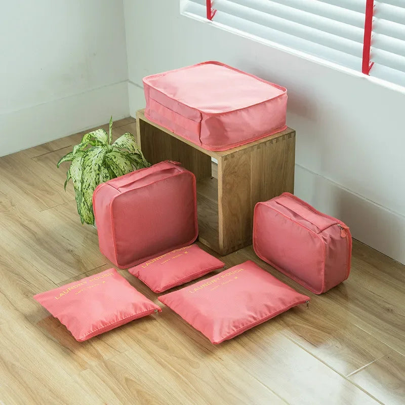6 PCS Travel Storage Bag Multifunction Packing Cube Bag Travel Kit Set for Women Clothes Tidy Organizer Wardrobe Suitcase Pouch