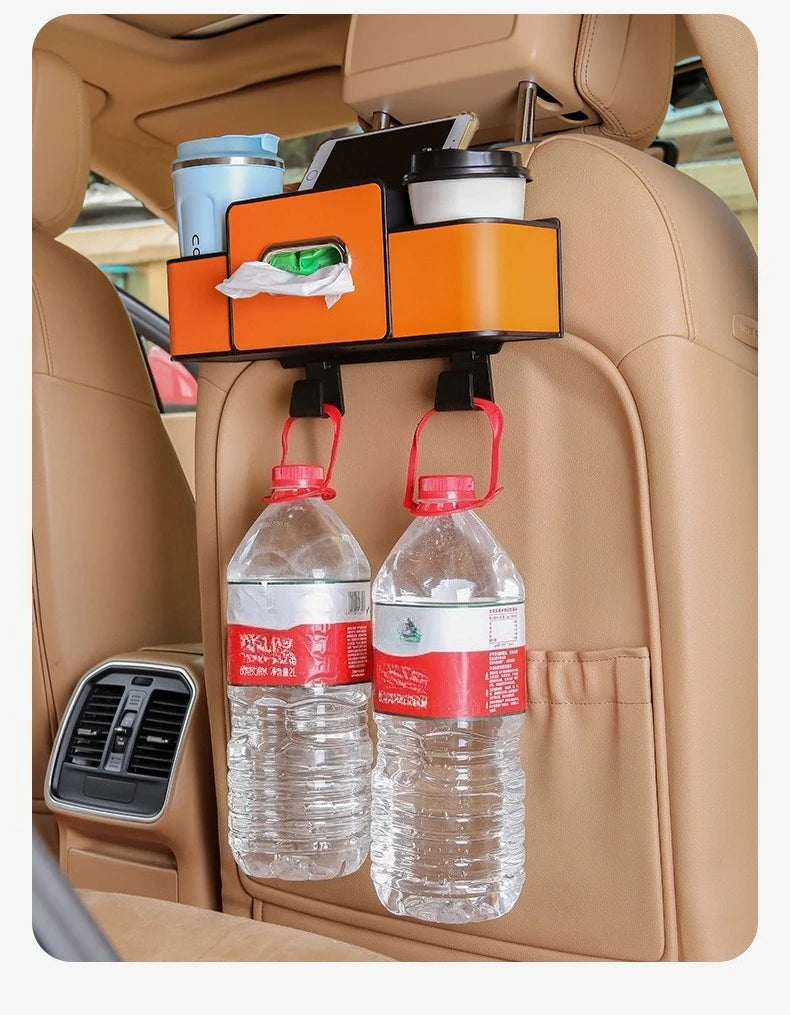 Multifunctional Car Organizer Rear Drainage Holder Storage Hanging Box In Car Bag For Stowing Tidy With Phone Tissue Cup Holder