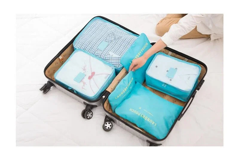 6 PCS Travel Storage Bag Multifunction Packing Cube Bag Travel Kit Set for Women Clothes Tidy Organizer Wardrobe Suitcase Pouch