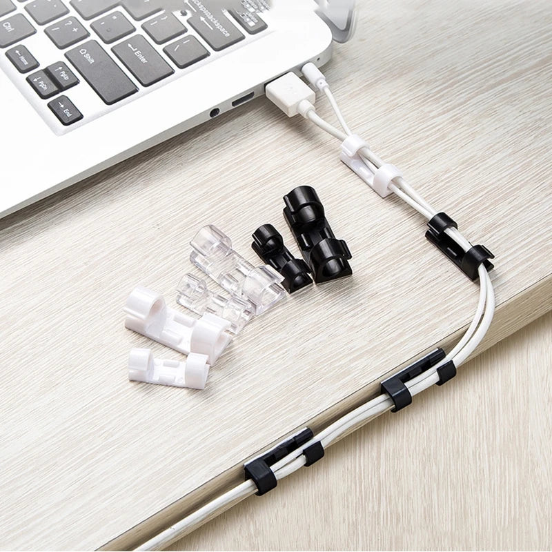 Cable Clip Organizer Drop Wire Holder Cord Management Self-Adhesive Cable Manager Fixed Clamp Wire Winder For Home Office School