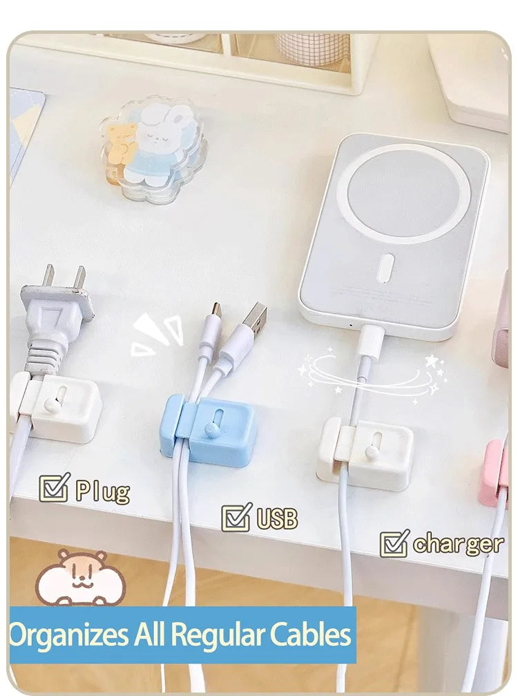 Desktop Cable Organizer – For Phone Chargers, Data Cables; Wire Management, Routing, Securing, Storage & Bundling Clips