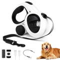 Retractable Dog Leash with USB Rechargeable LED Light, Heavy Duty Dog Lead, Poop Bag Holder, Steel Cable,16 ft
