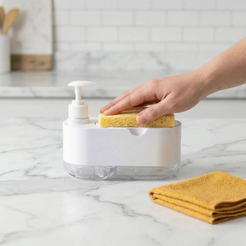 Soap Dispenser With Sponge Holder Shampoo Dispenser Soap Pump Container Storage Organizer Holder For Home Bathroom Kitchen