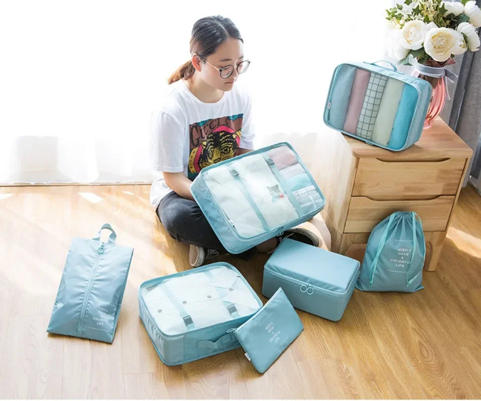7 PCS Travel Storage Bags Set Suitcase Organizer Luggage Packing Set Cube Bag Portable Waterproof Travel Clothes Shoe Tidy Pouch
