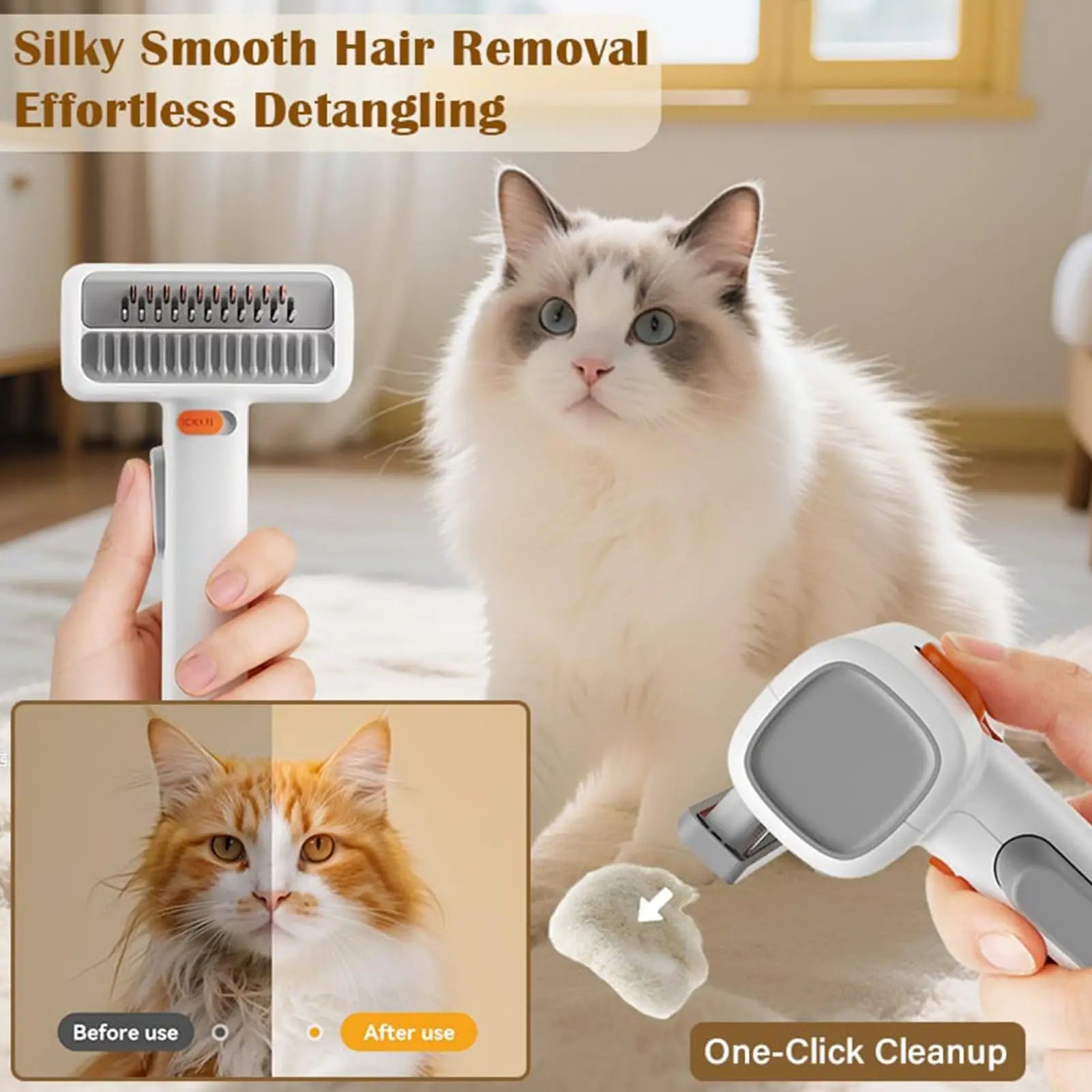 Professional Hair Remover Pet Grooming Comb, Dog Shedding Brush Self-Detangling for Cats Puppy Horse Doodle Bathing Washing