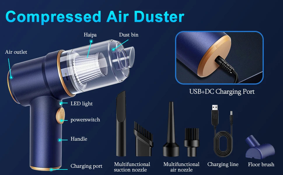 90000PA Car Vacuum Cleaner Mini Hand held Portable Wireless Cleaner for Home Appliance Powerful Cleaning Machine Car Cleaner