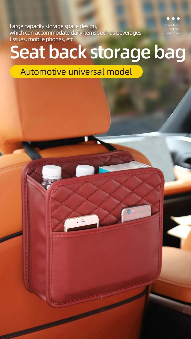 Car Organizer Multi-functional Car Seat Storage Bag Waterproof Hanging Car Seat Organizer Garbage Bag Suitable for Most Car