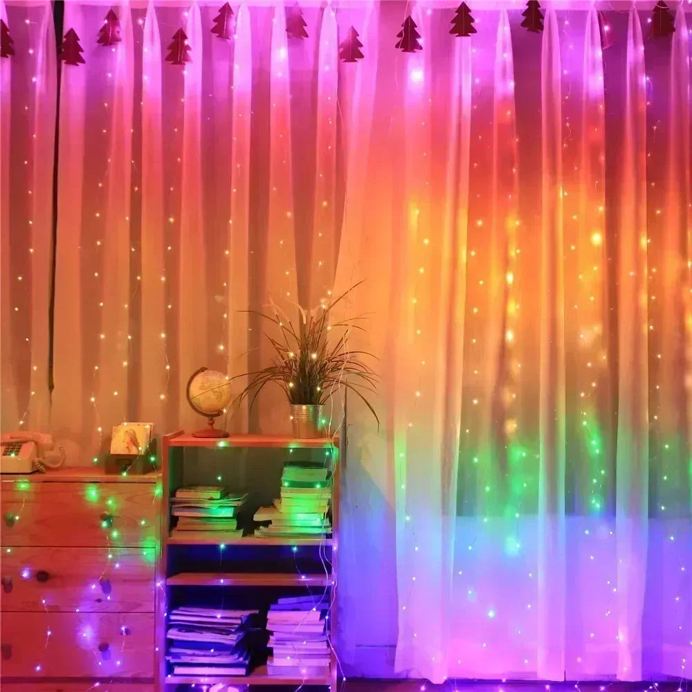 USB String Lights Holiday Wedding Light Garland Lights for Bedroom Remote Control Curtain LED Christmas Decor 100/200/300/600LED