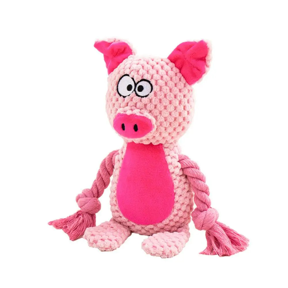 Interactive Pet Cotton Rope Toy for Dogs - Voice Simulation Tug of War Training Supplies for Fox Frog Pig - Dog Playtime Essenti