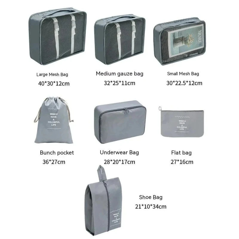 Set Travel Organizer Storage Bags Suitcase Packing Cubes Set Cases Portable Luggage Clothes Shoe Tidy Pouch Folding