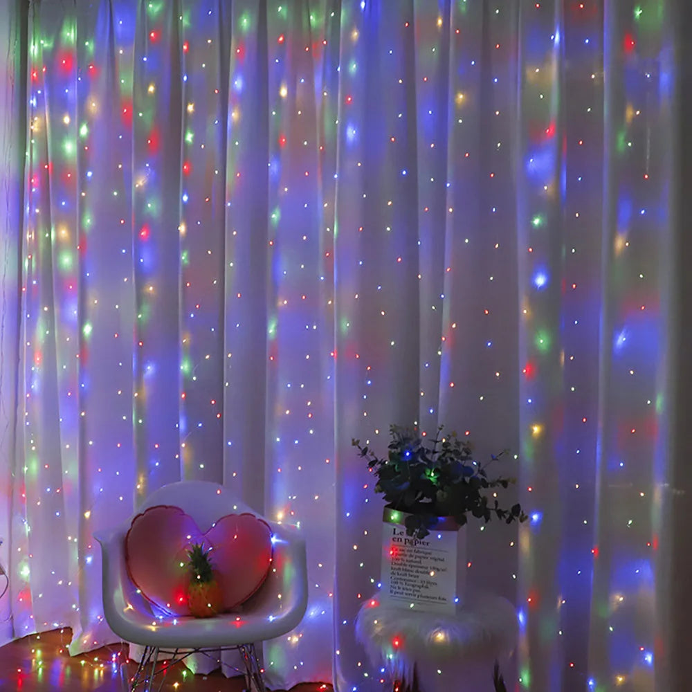 USB LED Curtain Light String, Christmas Room Decoration, Remote Control 8 Function Light Garland ,Wedding Birthday Home Decor