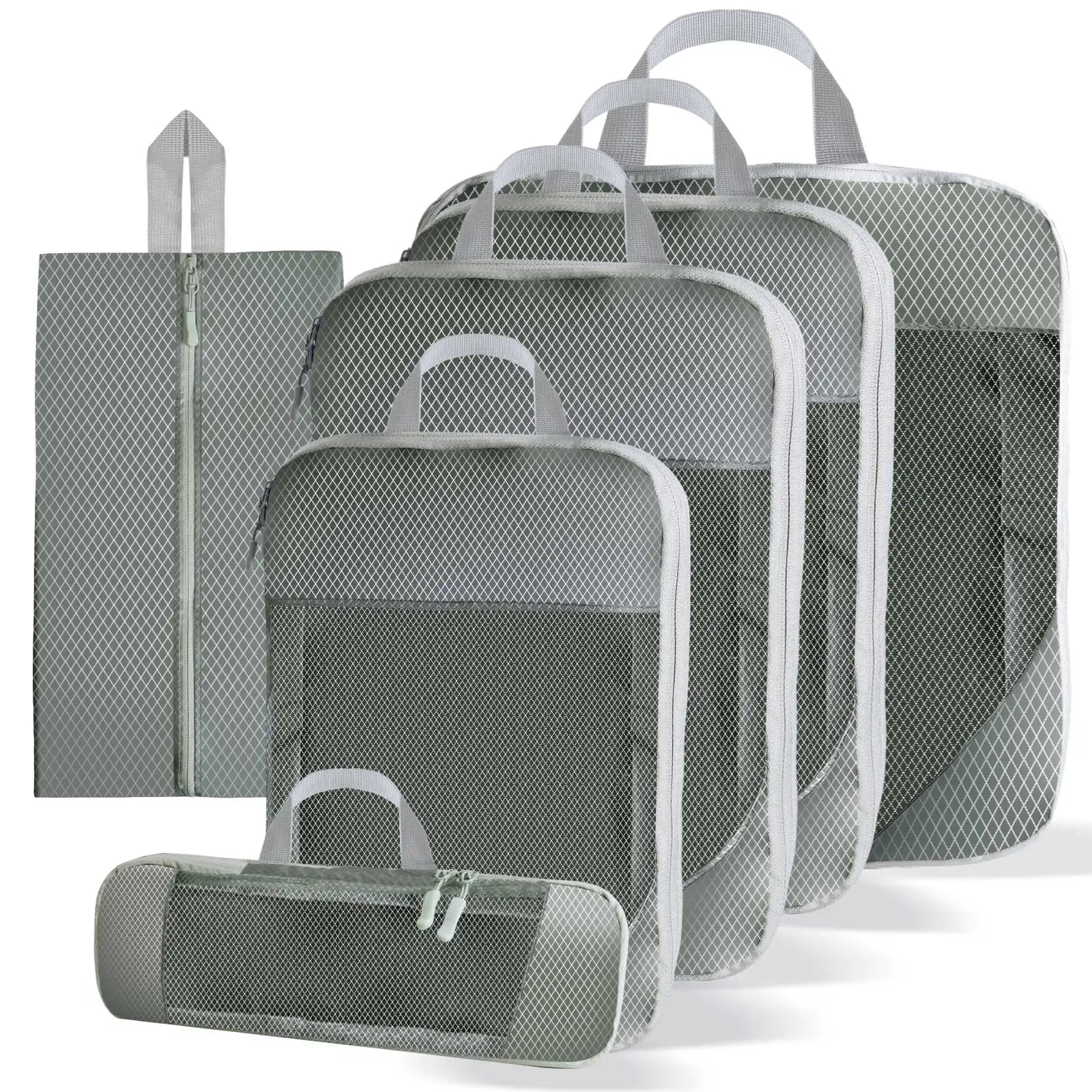 5 Set/6 Set Compressible Packing Cubes Travel Storage Bag Portable Large Capacity Waterproof Suitcase Handbag Luggage Organizer