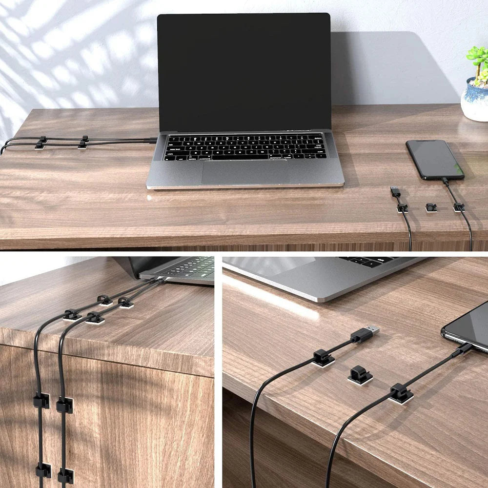 50pcs Cable Organizer Wire Cable Clips Tie Data Cord Winder Manager Self-adhesive Cable Organizer For Office Home Kitchen Desk