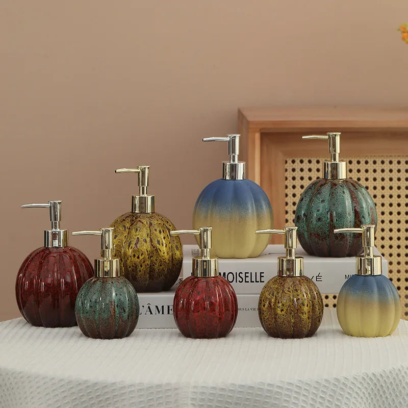 soap dispenser Pumpkin ceramic hand sanitizer bottle shampoo and shower gel press and dispense bottle     decoration   dispenser
