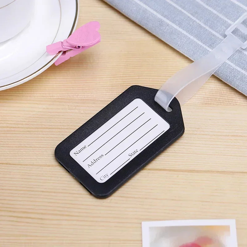 Plastic Luggage Tags, Suitcase Label, Travel Accessories, Luggage Bag Tag, Name Address ID Label, Baggage Holder, 5Pcs