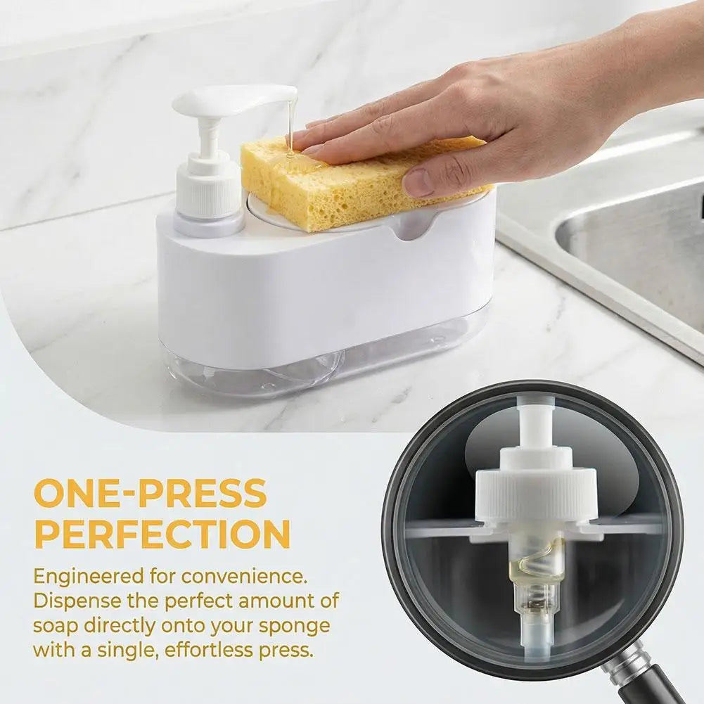Soap Dispenser With Sponge Holder Shampoo Dispenser Soap Pump Container Storage Organizer Holder For Home Bathroom Kitchen