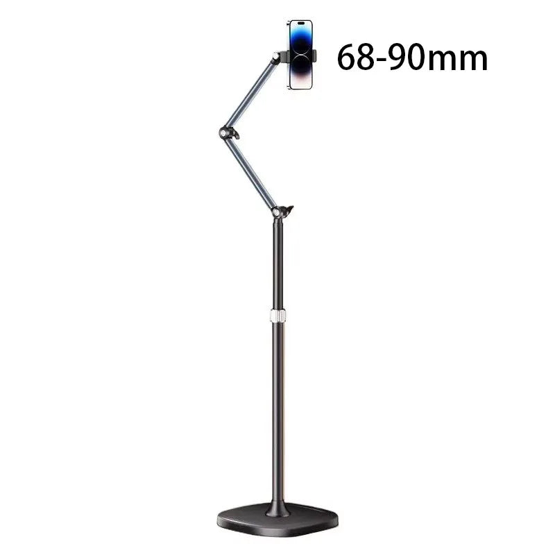 Stretchable Stand Holder Height Adjustable Arm 360-Degree Rotatable Phone Floor Stand with Base for Live Shooting Phone Holder