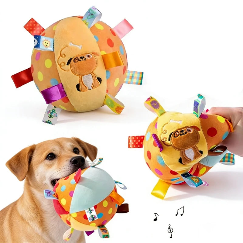 Interactive Ball Dog Toy for Aggressive Chewers Training Decompress Bite Resistant Plush Handle Dog Toys with Bells Pet Supplies