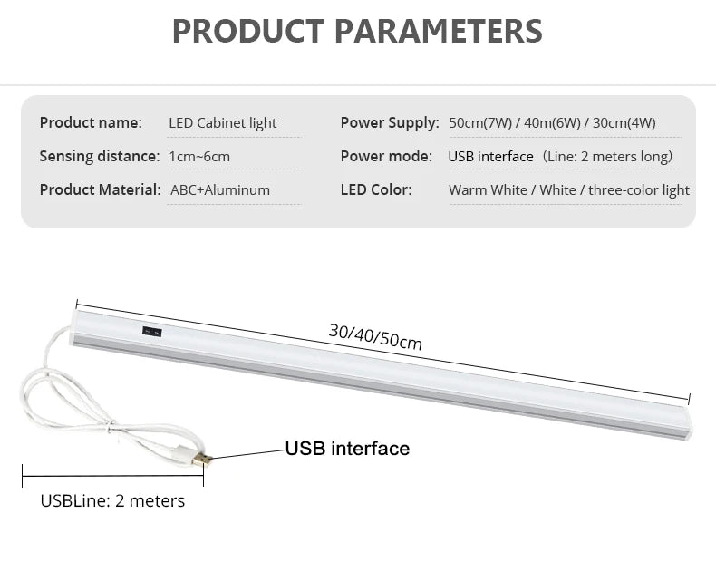 USB LED Lights Room Decoration 5V Lamp Hand Sweep Sensor Lamp Aluminum Lights Bar For Kitchen Closet Bedroom Night Lighting