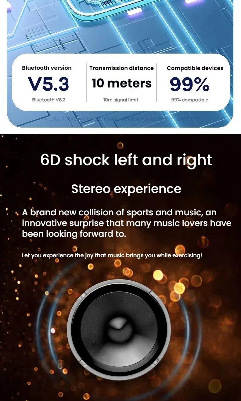 Wireless Bluetooth 5.3 Earbuds IPX7 Waterproof In-Ear Headphones with Noise Cancelling Mic for Sports Running Gym Fitness