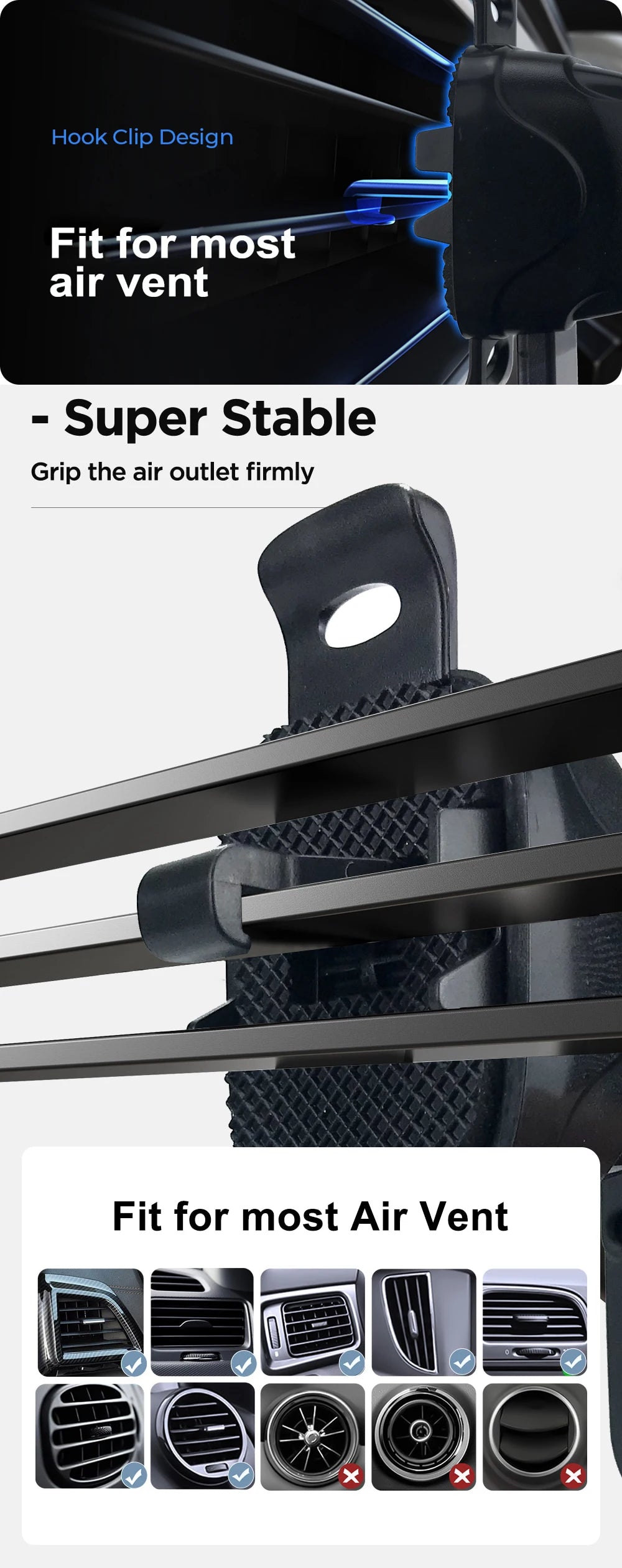 Car Phone Holder Phone Holder for Car Universal for Air Vent  Phone Mount for Car, Hand Free Mount for   All Cell Phones