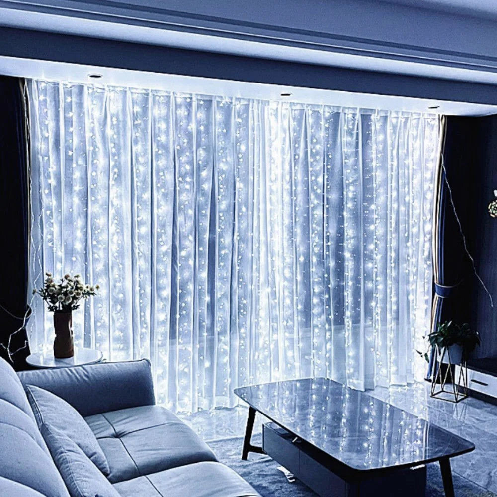 USB Powered LED Curtain Lights 8 Lighting Modes Valentine's Day Ramadan Decoration for Home 2026 Wedding Eid Mubarak Fairy Light