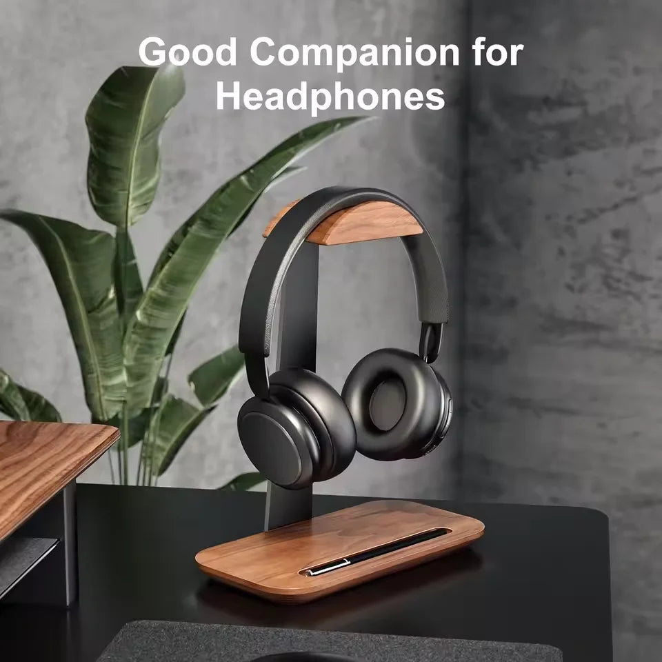 Headphone Stand, Wood Headset Stand for Desk, Universal Headphone Holder with Storage Base for Gaming, Airpod max, Bose,Razer