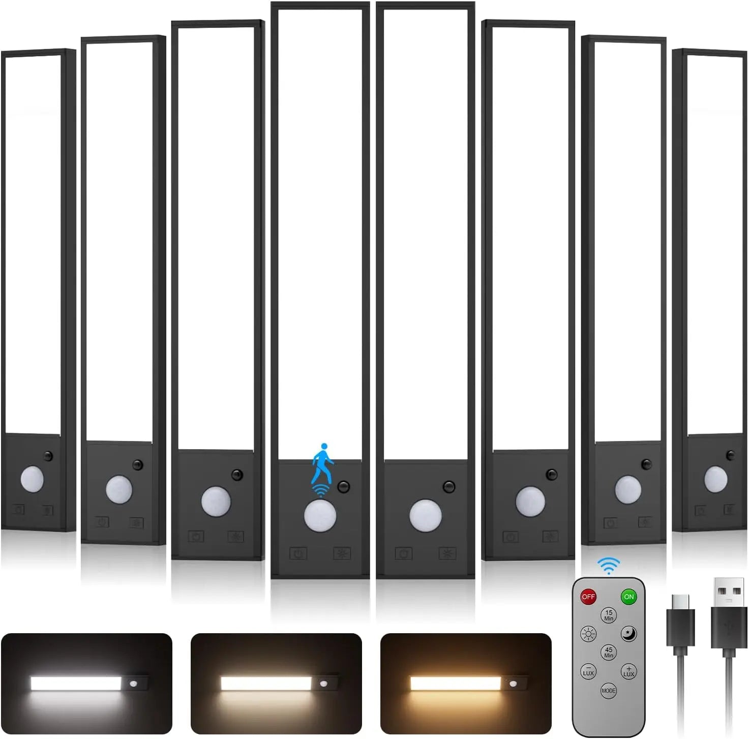 LED Motion Sensor Light Wireless USB Rechargeable Night Light Portable Induction Lamp for Kitchen Cabinet Wardrobe Staircase
