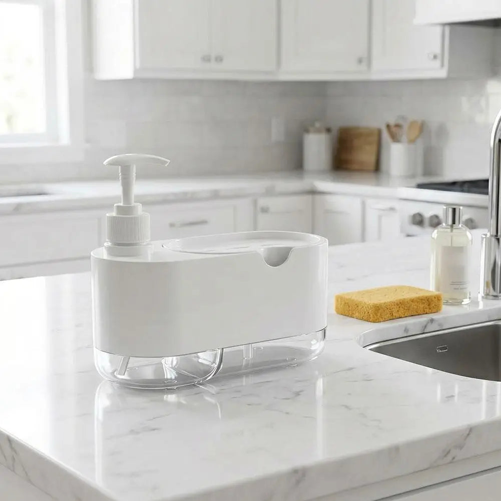 Soap Dispenser With Sponge Holder Shampoo Dispenser Soap Pump Container Storage Organizer Holder For Home Bathroom Kitchen