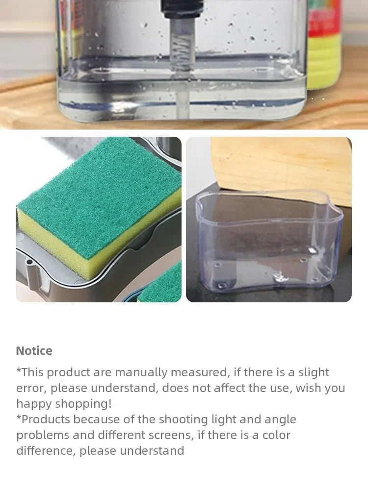 Soap Dispenser Pump with Sponge Manual Press Cleaning Liquid Container Manual Press Soap Organizer Kitchen Tool