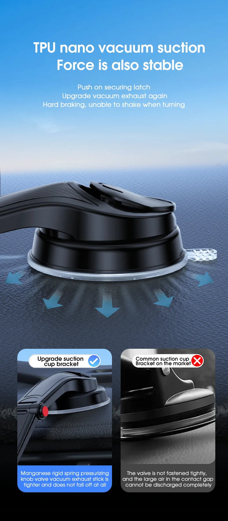 Car Phone Holder Universal  Stand Suction Cup Mount Foldable Adjustable for Cell Phone Mobile Support