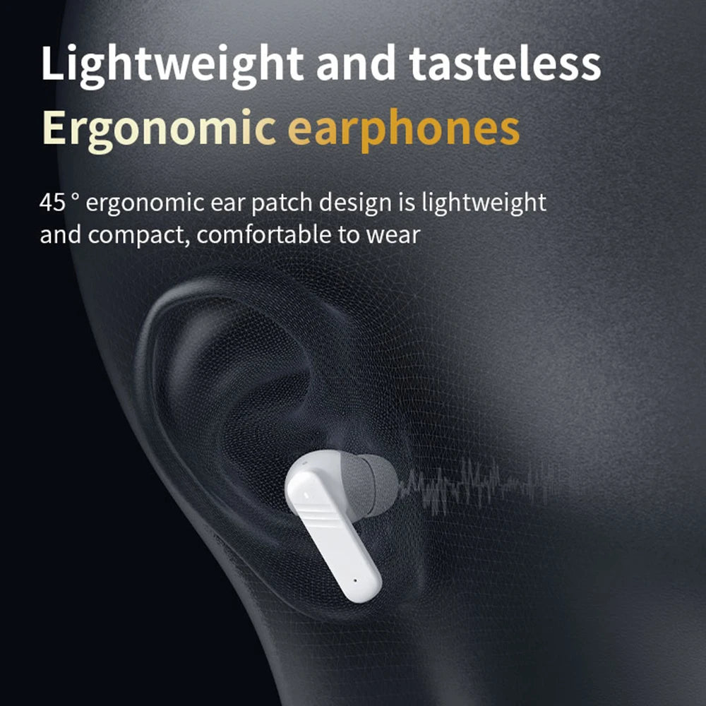 Bluetooth 5.4 ANC Headset Color Screen Touch Active Noise Cancellation Earbuds HIFI Stereo Sports Waterproof Earphones
