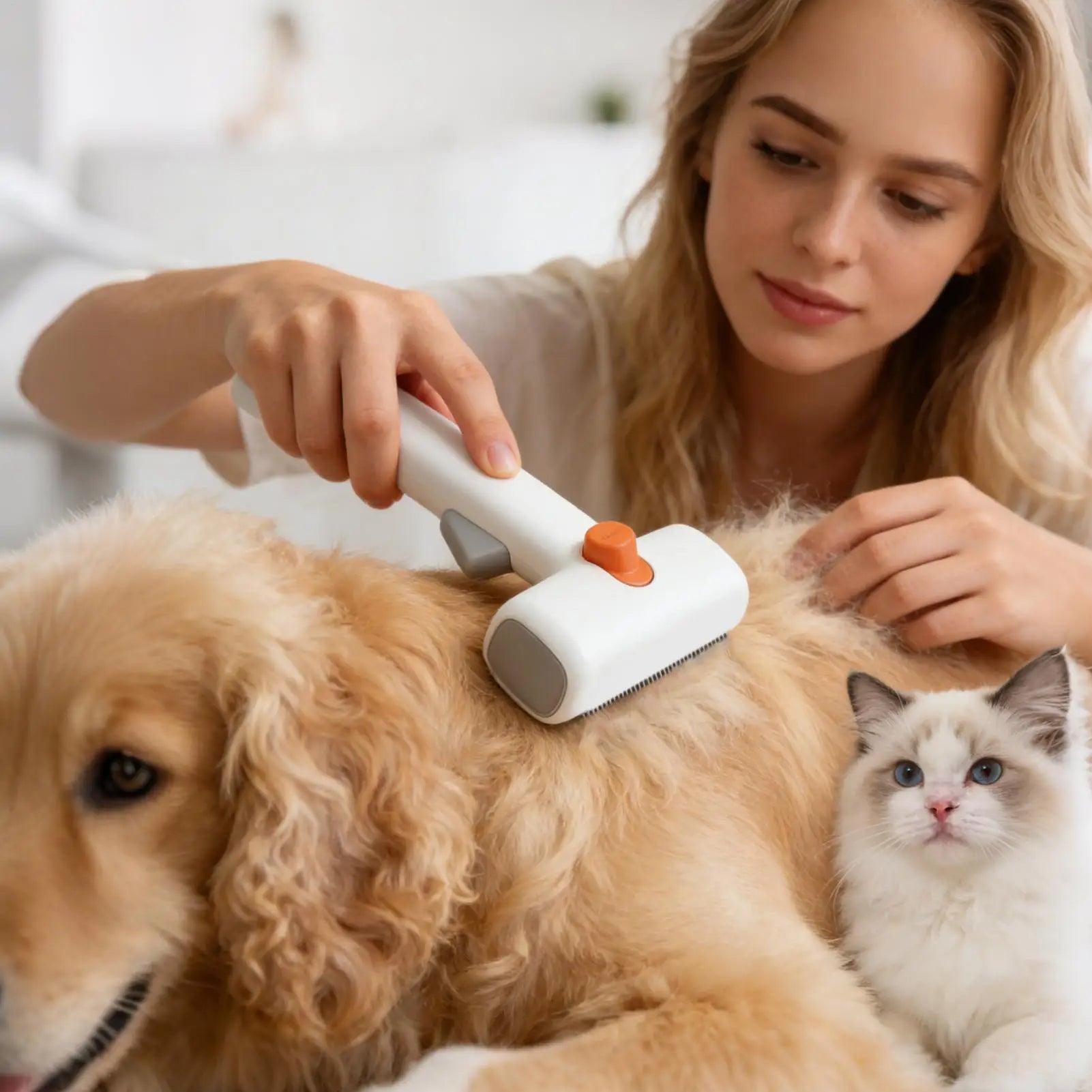 Professional Hair Remover Pet Grooming Comb, Dog Shedding Brush Self-Detangling for Cats Puppy Horse Doodle Bathing Washing
