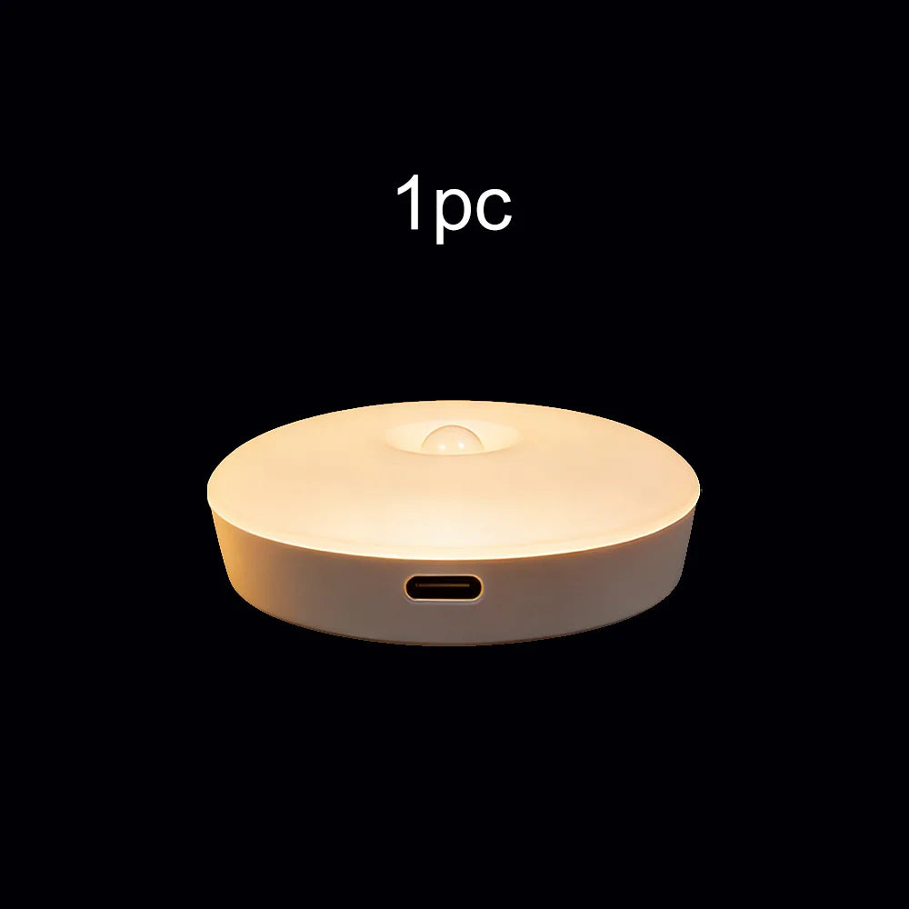 LED Motion Sensor Night Light: USB Rechargeable, Magnetic Base – For Kitchen, Bedroom, Stairs & Wall Lighting