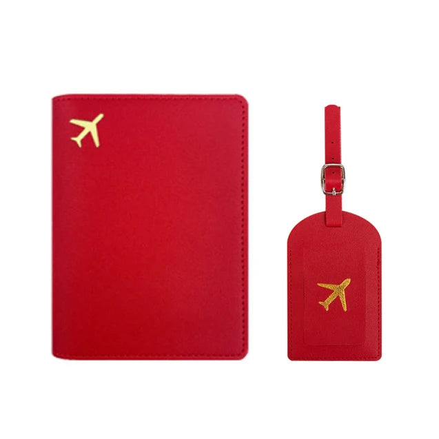 Custom Initial Travel Passport Holder and Luggage Tag Fashion Logo Gold Airplane Women Suitcase Name Label Men Passport Holder