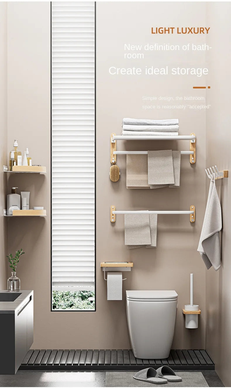 Bathroom towel bar no punching toilet storage shelf bathroom organizer and storage bathroom accessories towel rack corner shelf