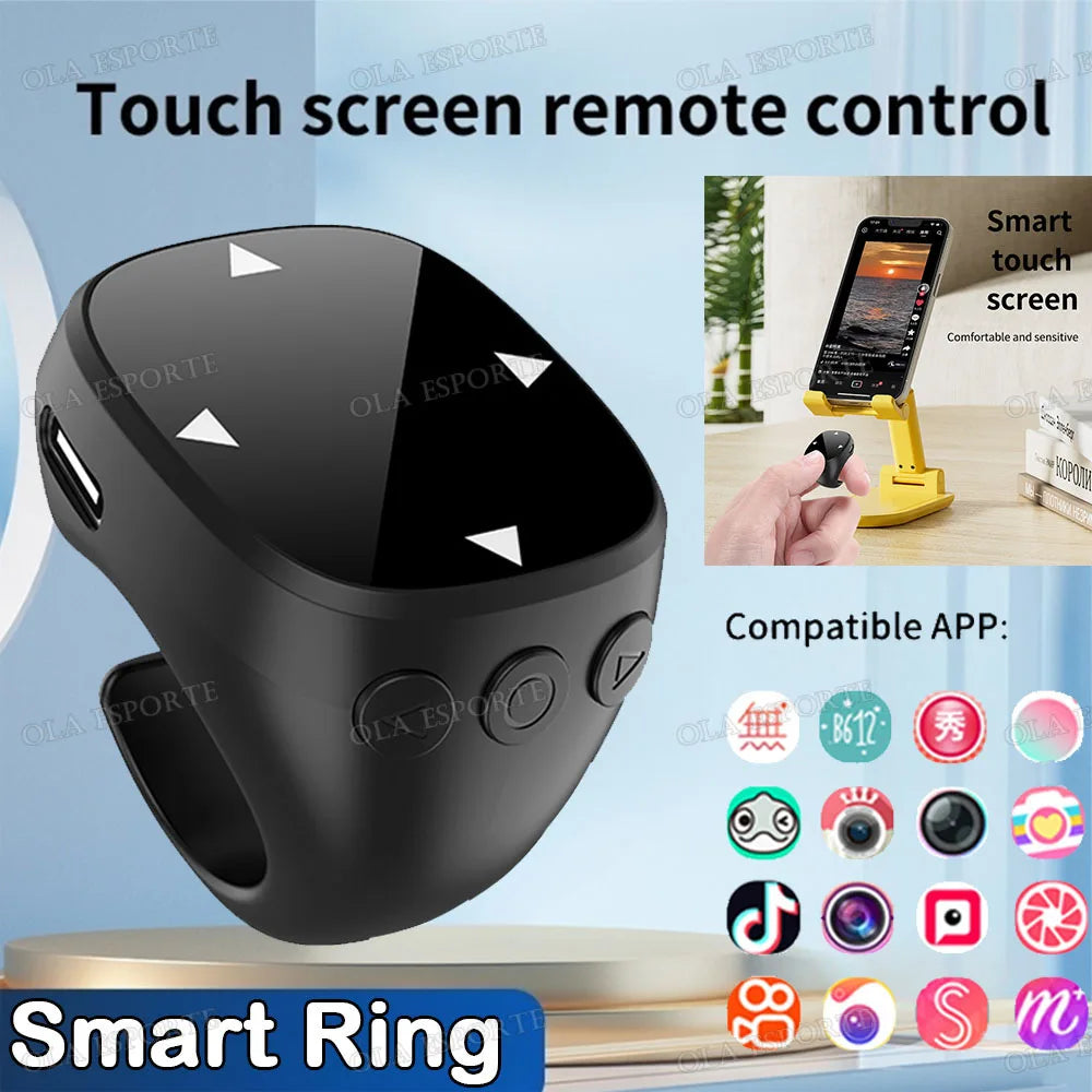 New Bluetooth Remote Control Touch Screen Page Turner Camera Video Recording Music Control For iPad iPhone Remote Scrolling Ring