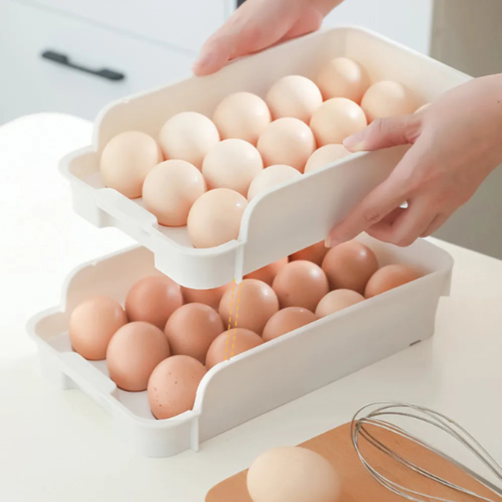Stackable Egg Storage Box  Refrigerator Storing Container Eggs Tools Racks Plastic Fresh Egg Shelf Kitchen Accessories