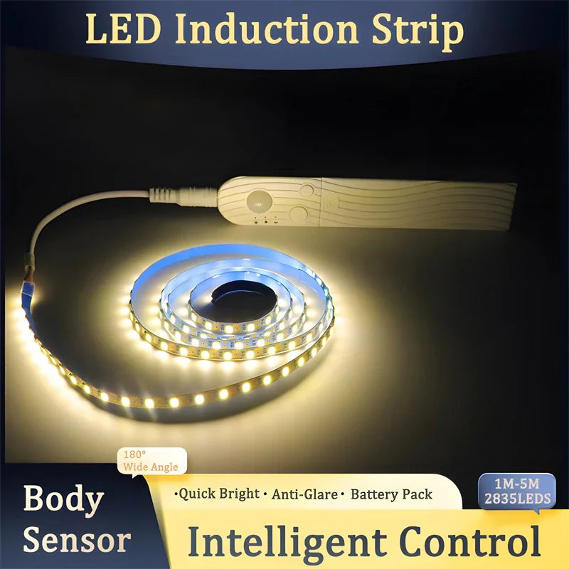 LED Motion Sensor Light LED Light Strip Cabinet Strip Lighting AAA Battery Waterproof for Kitchen Wardrobe Cabinet Pantry Closet